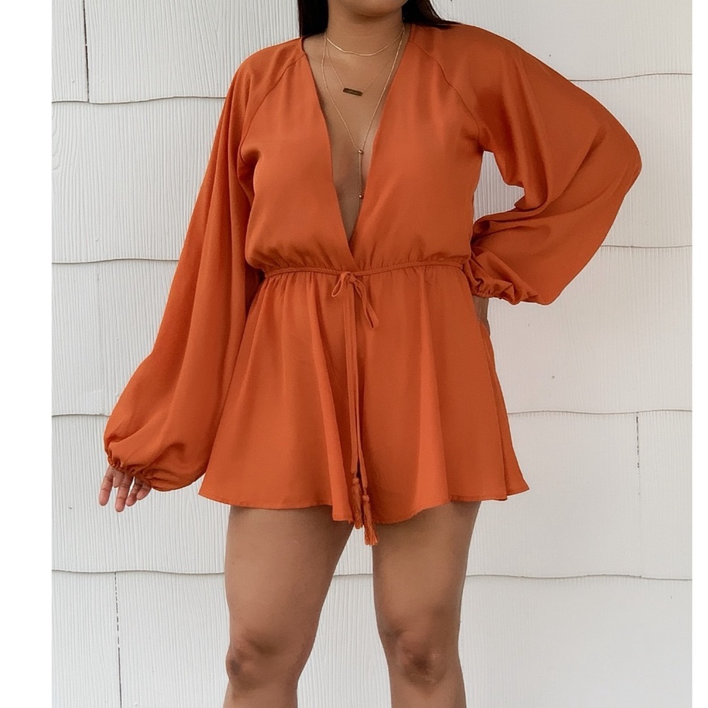 Orange/Terracotta Long Sleeve Romper